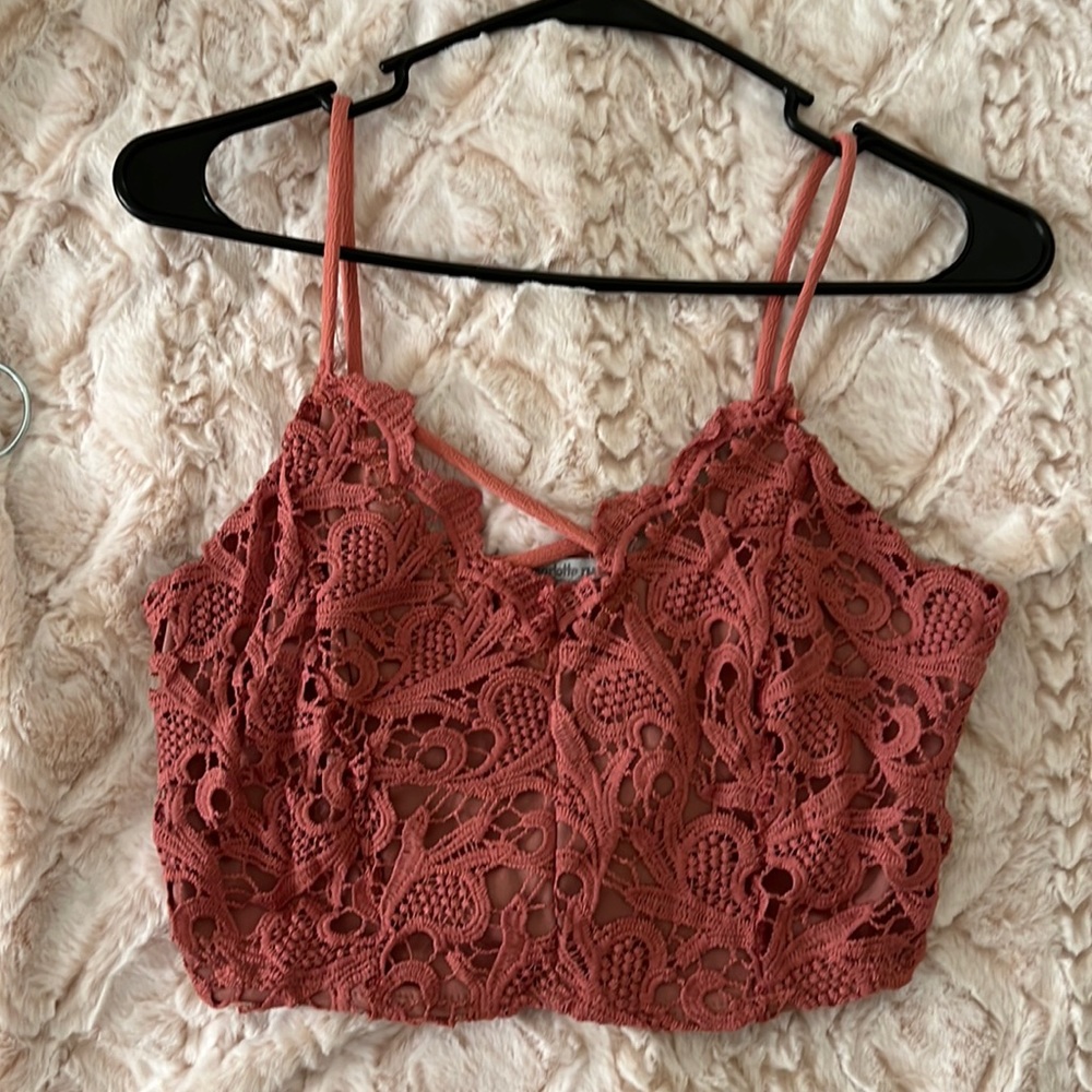 Pink lace crop top